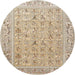 Round Traditional Dark Almond Brown Animal Rug, tr4586