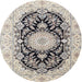 Round Traditional Carbon Gray Medallion Rug, tr4587