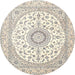 Round Traditional Bisque Beige Medallion Rug, tr4588