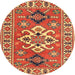 Round Traditional Gold Geometric Rug, tr458