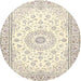 Round Traditional Peach Beige Medallion Rug, tr4593