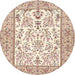 Round Traditional Orange Salmon Pink Persian Rug, tr4595