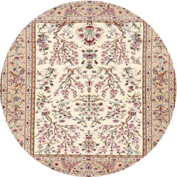 Square Machine Washable Traditional Orange Salmon Pink Rug, wshtr4595