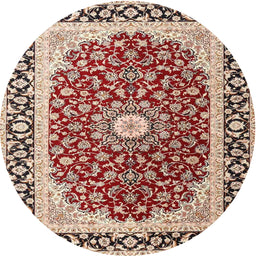 Square Machine Washable Traditional Brown Red Rug, wshtr4596