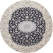 Round Traditional Carbon Gray Medallion Rug, tr4597