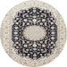 Round Traditional Carbon Gray Medallion Rug, tr4599