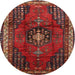 Round Traditional Sienna Brown Persian Rug, tr45