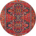 Round Traditional Mauve Taupe Purple Persian Rug, tr4601