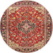 Round Traditional Sand Brown Medallion Rug, tr4603