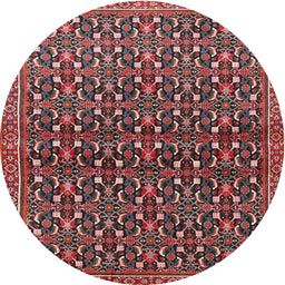 Square Machine Washable Traditional Saffron Red Rug, wshtr4605