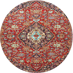 Square Machine Washable Traditional Tomato Red Rug, wshtr4606