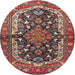 Round Traditional Saffron Red Persian Rug, tr4608