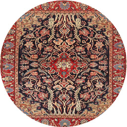 Square Machine Washable Traditional Saffron Red Rug, wshtr4609