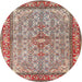 Round Traditional Tan Brown Persian Rug, tr4610