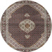 Square Machine Washable Traditional Light French Beige Brown Rug, wshtr4611