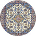 Round Traditional Gray Medallion Rug, tr4612