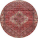 Round Traditional Light Copper Gold Medallion Rug, tr4614