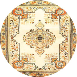 Square Machine Washable Traditional Yellow Rug, wshtr4615