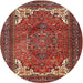 Round Traditional Orange Salmon Pink Persian Rug, tr4618