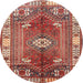 Round Traditional Light Copper Gold Persian Rug, tr4619