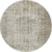 Round Traditional Khaki Green Persian Rug, tr461