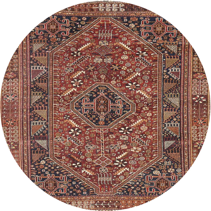 Round Traditional Saffron Red Persian Rug, tr4620