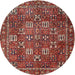 Round Traditional Orange Salmon Pink Persian Rug, tr4621