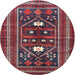 Round Traditional Mauve Taupe Purple Persian Rug, tr4622