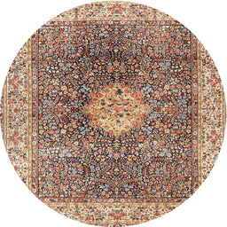 Round Traditional Brown Medallion Rug, tr4625