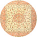 Round Traditional Sun Yellow Medallion Rug, tr4628