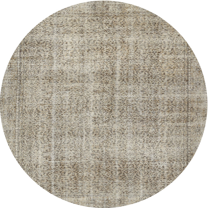 Round Traditional Khaki Green Persian Rug, tr462
