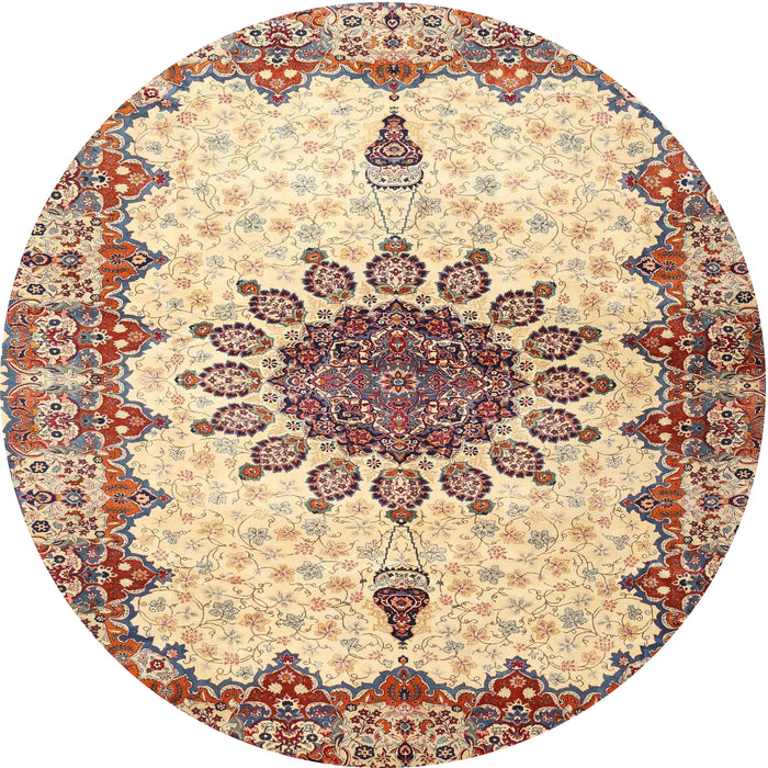 Round Traditional Sienna Brown Medallion Rug, tr4631