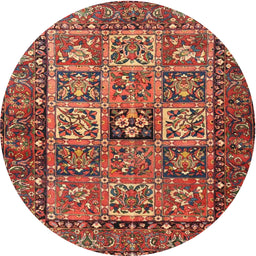 Round Traditional Red Animal Rug, tr4632
