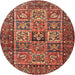 Round Traditional Red Animal Rug, tr4632