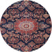 Round Traditional Purple Lily Purple Medallion Rug, tr4633