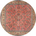 Square Machine Washable Traditional Light Copper Gold Rug, wshtr4634