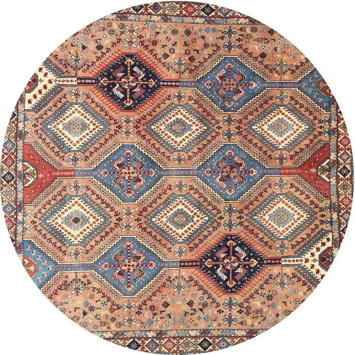Round Traditional Chestnut Brown Persian Rug, tr4636
