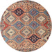 Round Traditional Chestnut Brown Persian Rug, tr4636