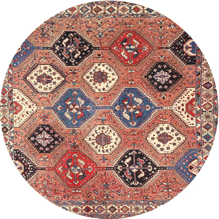 Round Traditional Brown Red Persian Rug, tr4637