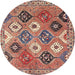 Round Traditional Brown Red Persian Rug, tr4637