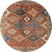 Round Traditional Dark Sienna Brown Persian Rug, tr4638