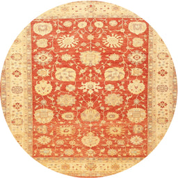 Round Traditional Chrome Gold Yellow Oriental Rug, tr4639