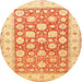 Round Traditional Chrome Gold Yellow Oriental Rug, tr4639