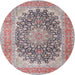 Round Traditional Chestnut Brown Medallion Rug, tr4640