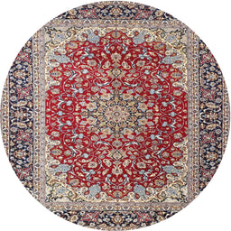 Round Traditional Tan Brown Medallion Rug, tr4641