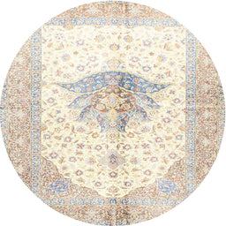 Square Machine Washable Traditional Tan Brown Rug, wshtr4644