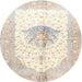 Round Traditional Tan Brown Persian Rug, tr4644