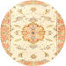 Round Traditional Golden Blonde Gold Medallion Rug, tr4646