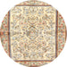 Round Traditional Khaki Gold Persian Rug, tr4648