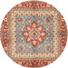 Round Traditional Red Persian Rug, tr4649
